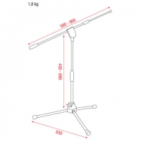 Pro Microphone stand with telescopic boom 430-690mm