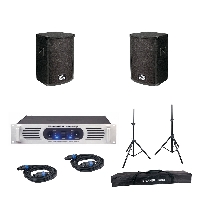 DJ GELUIDSET MC-10 Speakers + P400 Versterker incl kabels en statieven