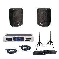 DJ GELUIDSET MC-12 Speakers + P500 Versterker incl kabels en statieven