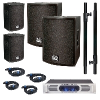 DJ GELUIDSET MC-12 + MCB-15 Speakers + P700 Versterker incl kabels en statieven