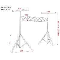 Lichtbrug met truss 3 meter met extra T-barren